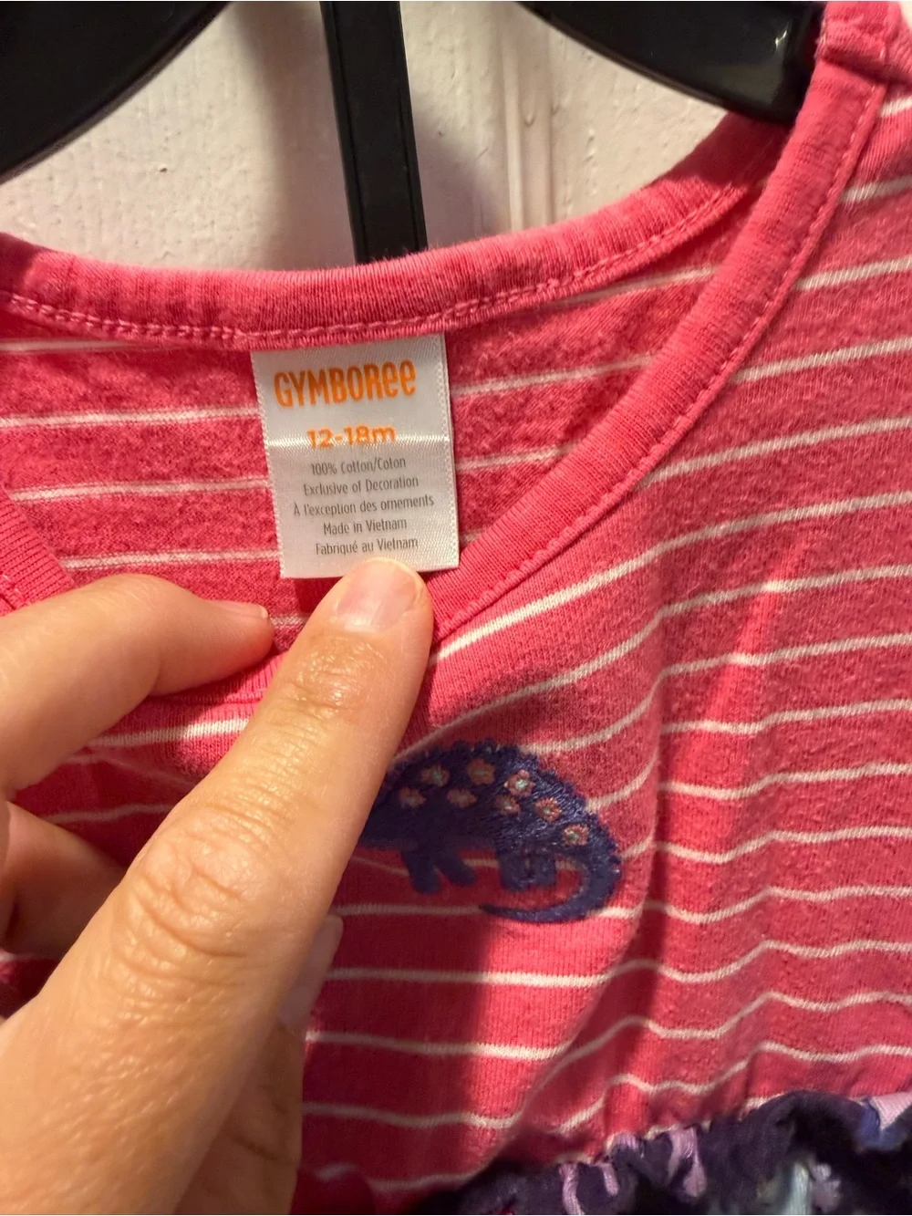 Gymboree Pink Striped Top with Navy Dino Skirt Dress